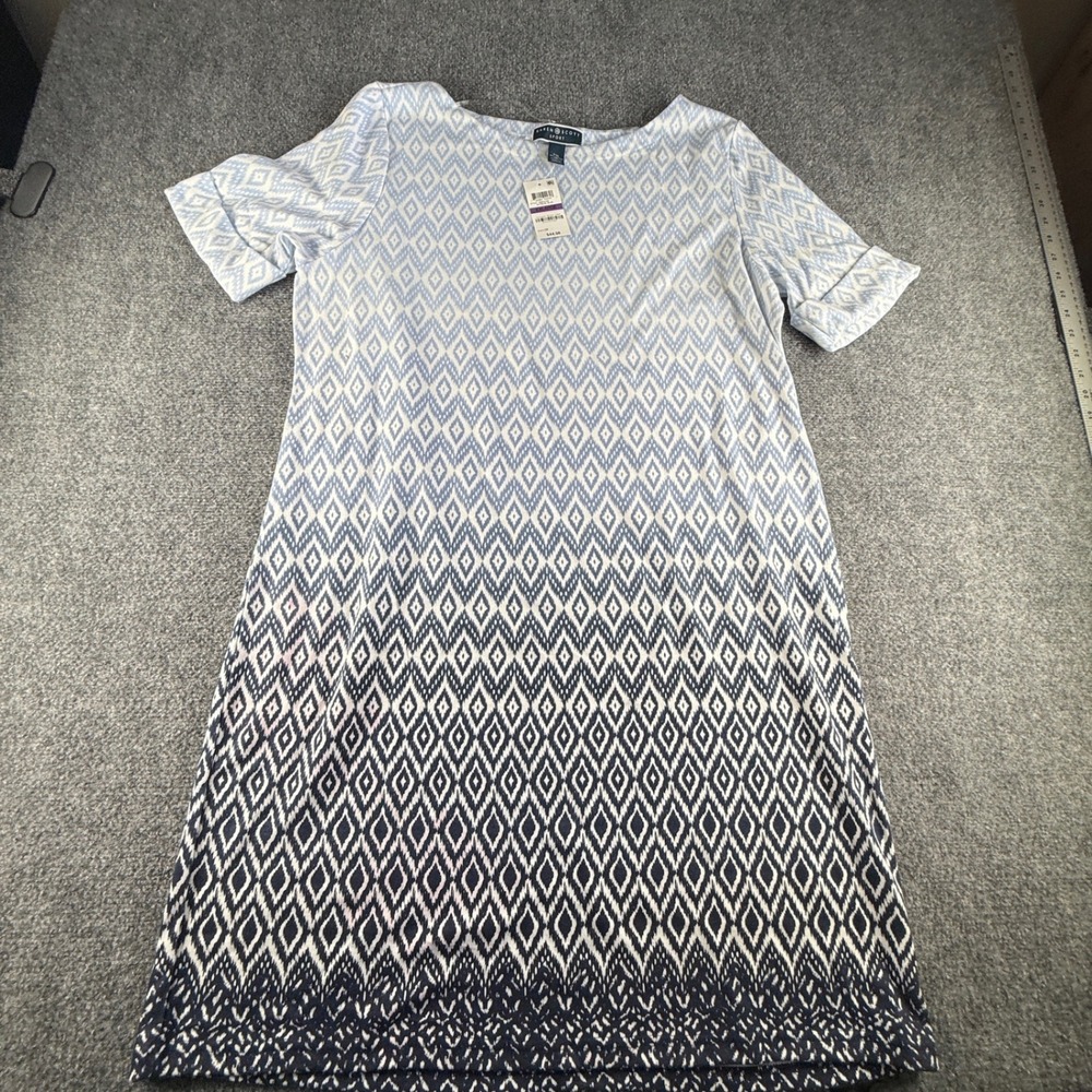 Karen Scott Sport Intrepid Blue Ombre Ikat Diamond Shift Dress XXL 100014128 NEW